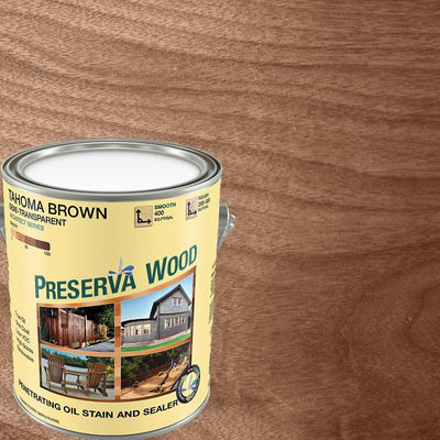 Preserva Wood 1 Gal. Semi-Transparent Oil-Based Tahoma Brown Exterior Wood Stain - Super Arbor