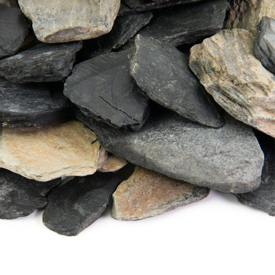 Southwest Boulder & Stone 0.50 cu. ft. 1 in. to 3 in. 20 lbs. Slate Chips Black and Tan Rock for Landscape, Gardens, Potted Plants, and Terrariums - Super Arbor