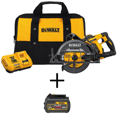 FLEXVOLT 60-Volt MAX Li-Ion Cordless Brushless 7-1/4 in. Wormdrive Circular Saw w/ Bonus FLEXVOLT 20/60-Volt Battery - Super Arbor