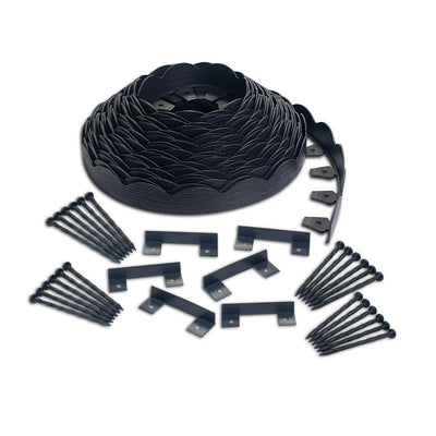 ProFlex 2 in. x 100 ft. Black Polyethylene Scalloped Woodgrain No-Dig Edging Kit - Super Arbor