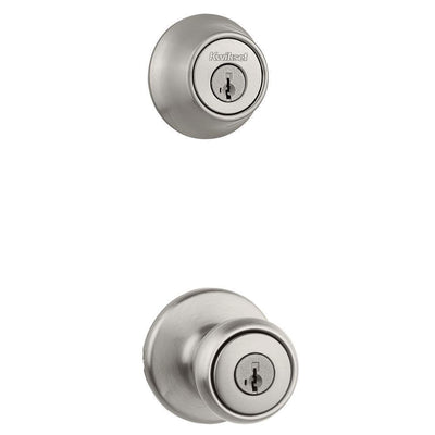 Tylo Satin Nickel Door Knob Combo Pack Featuring SmartKey Security with Microban Antimicrobial Technology - Super Arbor