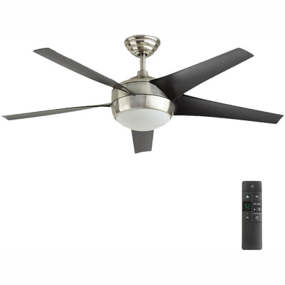 Windward IV 52 in. LED Indoor Brushed Nickel Ceiling Fan with Light Kit and Remote Control - Super Arbor