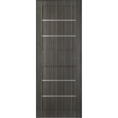 30 in. x 80 in. Liah Gray Oak Finished Frosted Glass 4-Lite Solid Core Wood Composite Interior Door Slab No Bore - Super Arbor