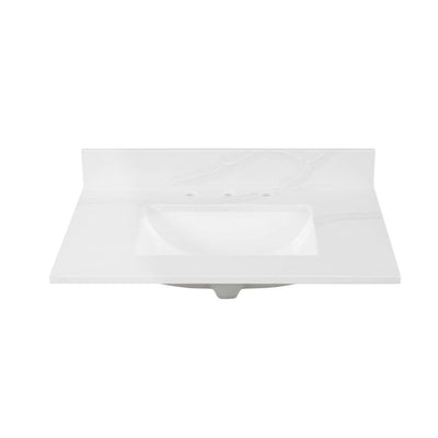 31 in. W x 22 in. D x 0.75 in. H Quartz Vanity Top in Statuario White with White Basin - Super Arbor