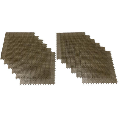 Tan Regenerated 22 in. x 22 in. Polypropylene Interlocking Floor Mat System (Set of 12 Tiles) - Super Arbor