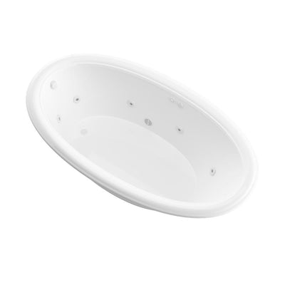 Topaz 60 in. Oval Drop-in Whirlpool Bath Tub in White - Super Arbor