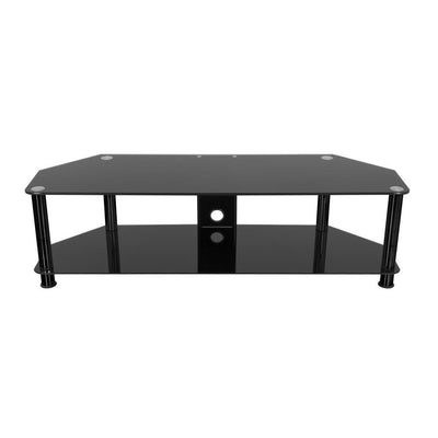 SDC1400CMBB-A TV Stand with Cable Management for up to 65 in. TVs Black Glass, Black Legs - Super Arbor