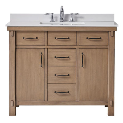 Bellington 42 in. W x 22 in. D Vanity in Almond Toffee with Marble Vanity Top in White with White Sink - Super Arbor