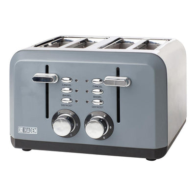 Perth 1500W 4-Slice Wide Slot Slate Grey Toaster with Removable Crumb Tray and Adjustable Settings - Super Arbor