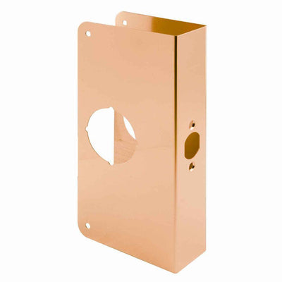 1-3/4 in. x 9 in. Thick Solid Brass Lock and Door Reinforcer, 2-1/8 in. Single Bore, 2-3/8 in. Backset - Super Arbor