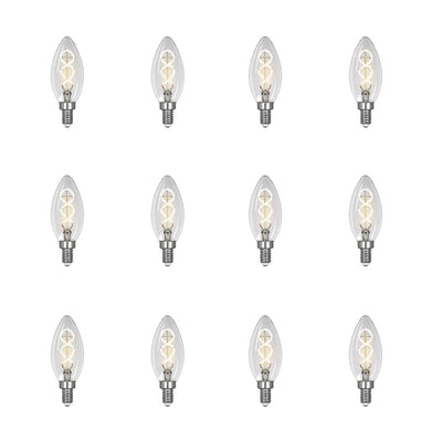 Feit Electric 25-Watt Equivalent B10 Dimmable Candelabra Clear Glass Vintage LED Light Bulb w/Spiral Filament Bright White (12-Pack) - Super Arbor