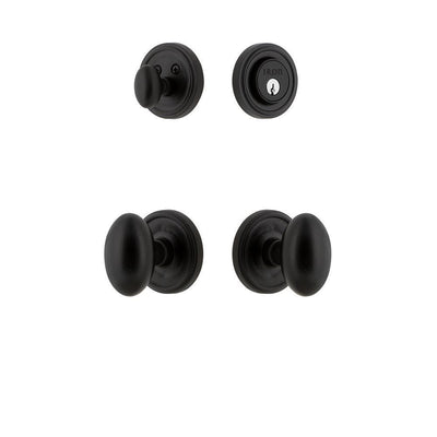 Loch Rosette Black Iron Door Handleset Combo Pack with Aeg Door Knob - Super Arbor