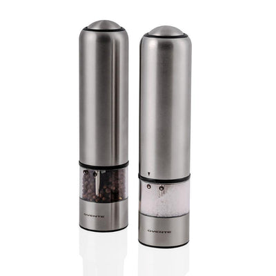 Stainless Steel with Ceramic Blades Electric Salt and Pepper Grinder Set, 6 AAA Battery Operated - Super Arbor