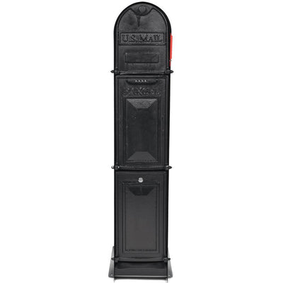 Classic Shadow 3-Door Front Access Lockable Ground Mount Mailbox in Black - Super Arbor