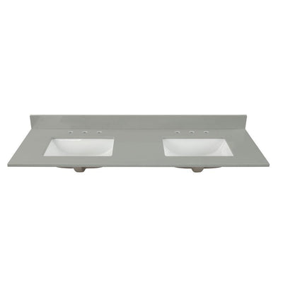 61 in. W x 22 in. D x 0.75 in. H Quartz Vanity Top in Earth Gray with White Basin - Super Arbor