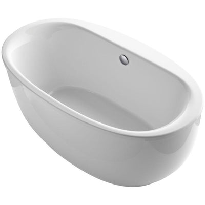 Sunstruck 66 in. x 36 in. Oval Freestanding Bathtub with Fluted Shroud and Center Drain in White - Super Arbor