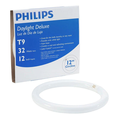 Philips 32-Watt 12 in. T9 Circline Linear Fluorescent Tube Light Bulb, Daylight Deluxe (6500K) - Super Arbor
