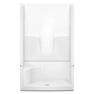 Varia 48 in. x 34 in. x 76 in. 4-Piece Shower Stall with Left Seat and Center Drain in White - Super Arbor