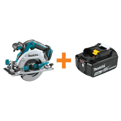 6-1/2 in. 18-Volt LXT Lithium-Ion Brushless Cordless Circular Saw Tool-Only with Bonus 18-Volt LXT 5.0 Ah Battery - Super Arbor