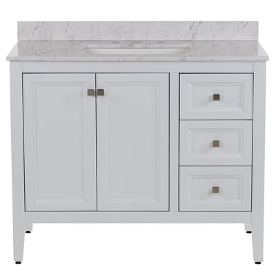 Darcy 43 in. W x 22 in. D Bath Vanity in White with Stone Effect Vanity Top in Lunar with White Sink - Super Arbor