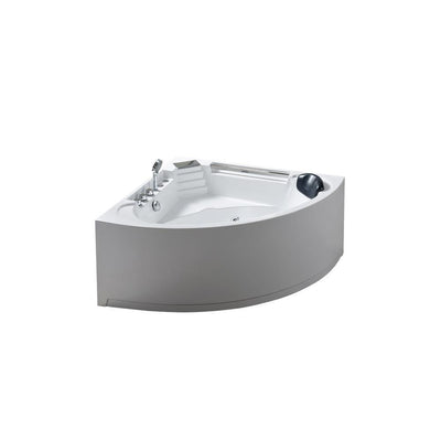 Daisy 53 in. Acrylic Drain Center Corner Alcove Whirlpool Bathtub in White - Super Arbor