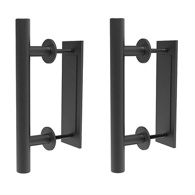 12 in. Black Ladder Pull and Flush Sliding Barn Door Handle Set (2-Pack) - Super Arbor