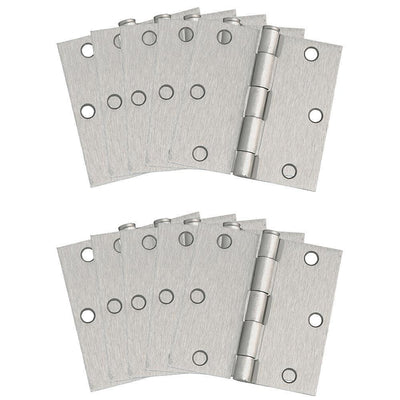 3-1/2 in. Square Corner Satin Nickel Door Hinge Value Pack (10 per Pack) - Super Arbor