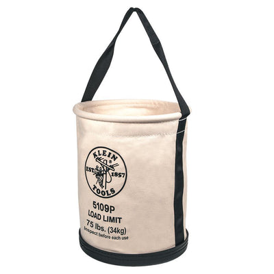 Canvas Bucket, Wide Straight-Wall with Pocket, Molded Bottom, 12-Inch - Super Arbor