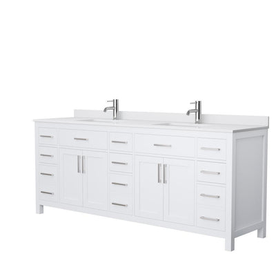 Beckett 84 in. W x 22 in. D Double Vanity in White with Cultured Marble Vanity Top in White with White Basins - Super Arbor