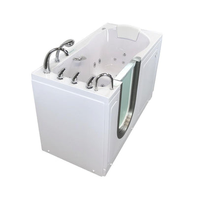 Deluxe 55 in. Walk-In Whirlpool and Air Bath Bathtub in White, HB Faucet Set Digital Control, Heated Seat, LH Dual Drain - Super Arbor