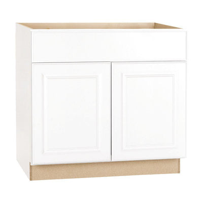 Hampton Assembled 36x34.5x24 in. Base Kitchen Cabinet with Ball-Bearing Drawer Glides in Satin White