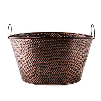 7.9 Gal., 18 in. x 15 in. x 9.75 in. Oval Antique Hammered Copper Party Tub - Super Arbor