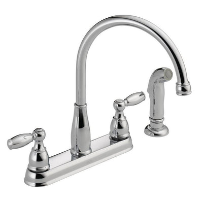 Foundations 2-Handle Standard Kitchen Faucet with Side Sprayer in Chrome - Super Arbor