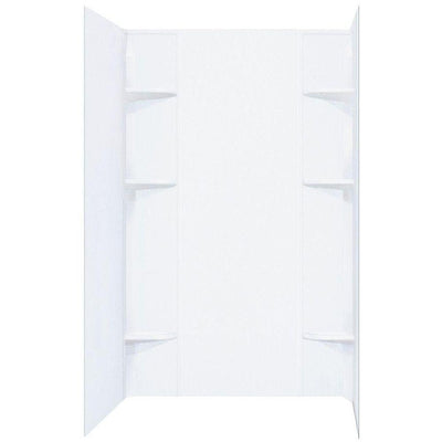 Durawall 40 in. x 60 in. x 71-1/2 in. 5-Piece Easy Up Adhesive Alcove Shower Surround in White - Super Arbor