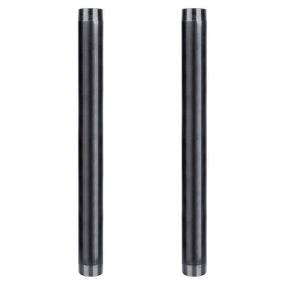 2 in. x 24 in. Industrial Steel Grey Plumbing Pipe in Black (2-Pack) - Super Arbor