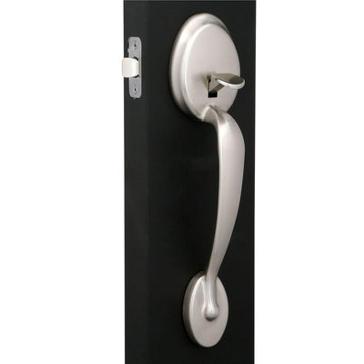 Plymouth Satin Nickel Entry Door Handle with Right Handed Flair Door Lever - Super Arbor