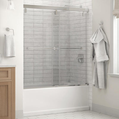 Lyndall 60 x 59-1/4 in. Frameless Mod Soft-Close Sliding Bathtub Door in Chrome with 1/4 in. (6mm) Clear Glass - Super Arbor