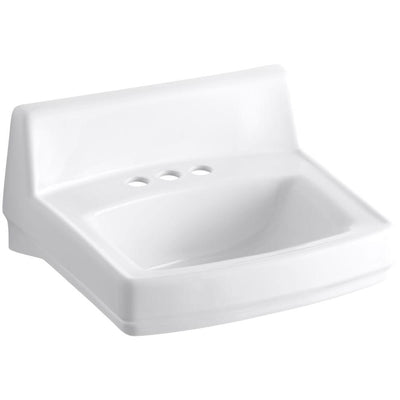 KOHLER Greenwich Wall-Mounted Vitreous China Bathroom Sink in White with Overflow Drain - Super Arbor