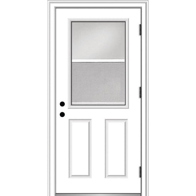 32 in. x 80 in. Vented Left-Hand Outswing 1/2 Lite Clear Primed Steel Prehung Front Door with Brickmould - Super Arbor