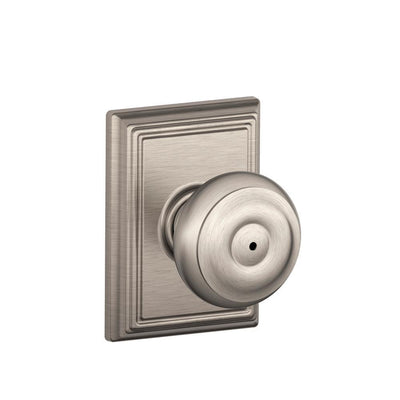 Georgian Satin Nickel Privacy Bed/Bath Door Knob with Addison Trim - Super Arbor