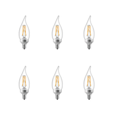 Philips 25-Watt Equivalent BA11 Dimmable Warm Glow Dimming Effect LED Candle Light Bulb Bent Tip E12 Soft White (2700K) (6-Pack) - Super Arbor