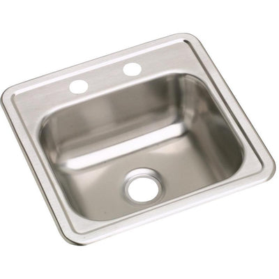 Dayton Drop-in Stainless Steel 15 in. 2-Hole Single Bowl Bar Sink - Super Arbor