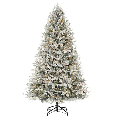 7.5 ft Kenwood Flocked Fraser Fir LED Pre-Lit Artificial Christmas Tree with 1000 Warm White Micro Dot Lights - Super Arbor