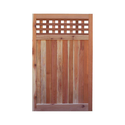 3.5 ft. H W x 6 ft. H H Western Red Cedar Flat Top Checker Lattice Fence Gate - Super Arbor