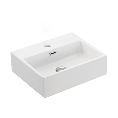 WS Bath Collections Quattro 40 Wall Mount / Vessel Bathroom Sink in Ceramic White with 1 Faucet Hole - Super Arbor