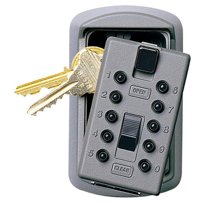 Slimline 2-Key Lock Box with Pushbutton Lock, Titanium - Super Arbor