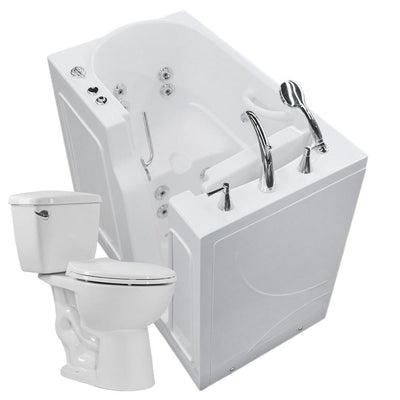 45.75 in. Walk-In Whirlpool Bathtub in White with 1.28 GPF Single Flush Toilet - Super Arbor