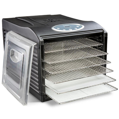 Stainless Steel Tray Food Dehydrator Machine 6 Trays 480w Digital Timer & Temperature Control, Auto Shutoff 95F to 158F - Super Arbor