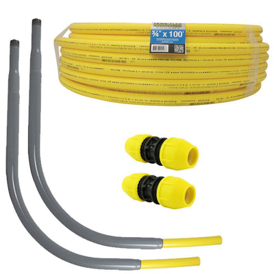 Underground 3/4 in. x 100 ft. IPS Polyethylene Gas Pipe New Install Kit, Two 3/4 in. Couplers, Two 3/4 in. Meter Risers - Super Arbor