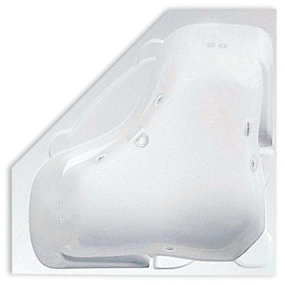 Preakness 60 in. Acrylic Center Drain Corner Drop-In Whirlpool Bathtub with Heater in White - Super Arbor
